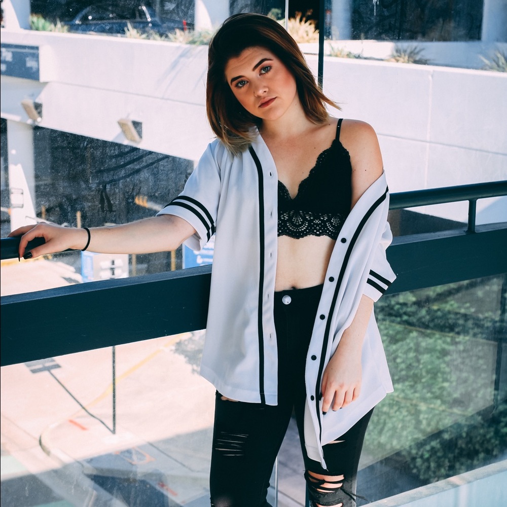 White Longline Baseball Jersey- Forever 21